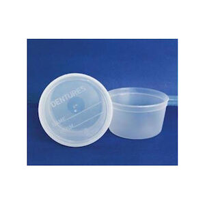 DENTURE CUP W/LID CLEAR 25/SLV 10SLV/CS